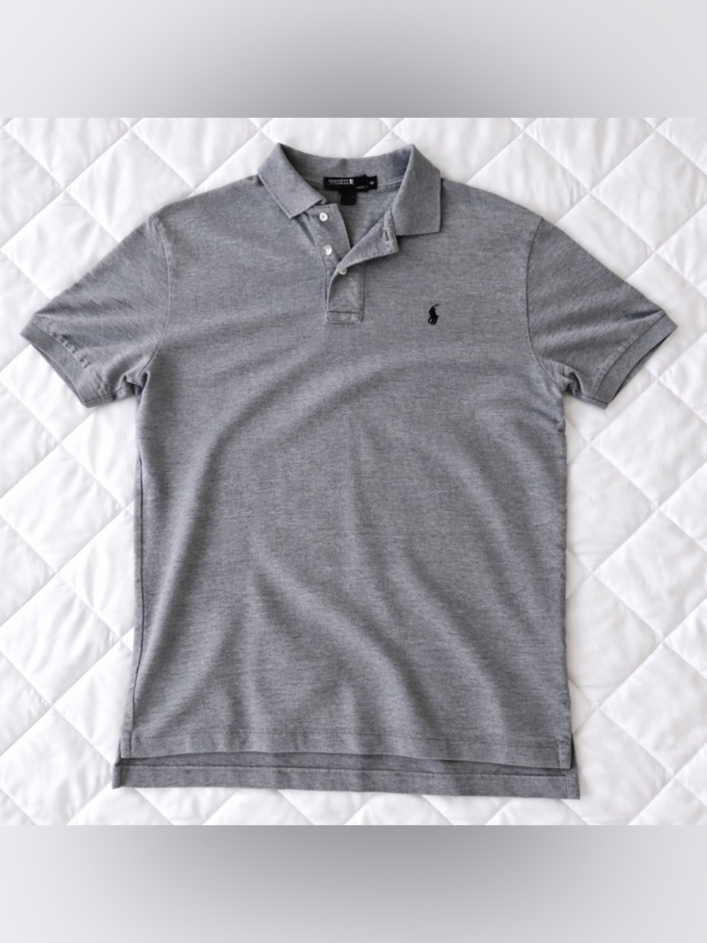 Polo Ralph Lauren Gray Classic Fit Polo Shirt Mens Short Sleeve Logo Size M